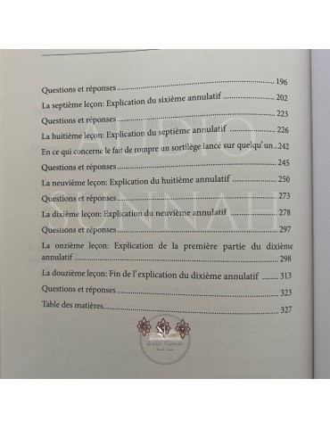 LEÇONS DANS L'EXPLICATION DE L'EPITRE DES ANNULATIFS DE L'ISLAM